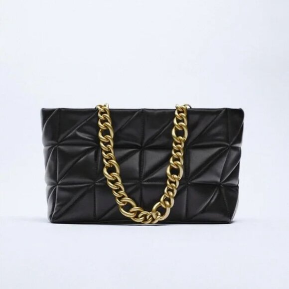 Zara Quilted Chain Tote Bag - Picture 2 of 10